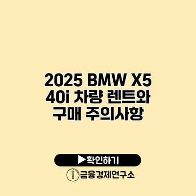 2025 BMW X5 40i 차량 렌트와 구매 주의사항