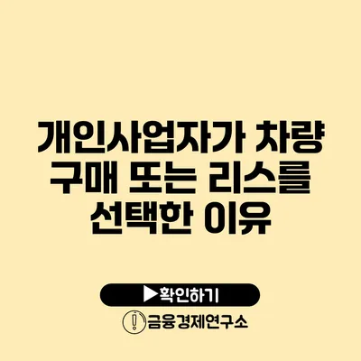 개인사업자가 차량 구매 또는 리스를 선택한 이유