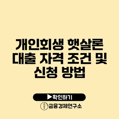 개인회생 햇살론 대출 자격 조건 및 신청 방법