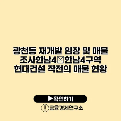 광천동 재개발 임장 및 매물 조사한남4�한남4구역 현대건설 작전의 매물 현황