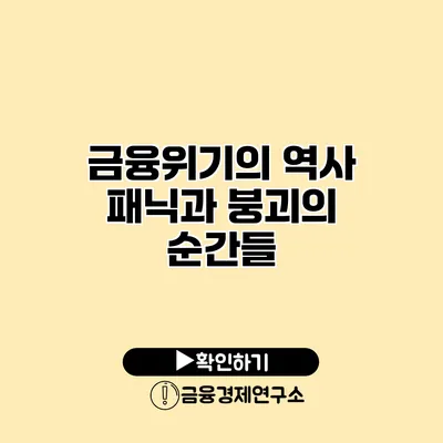 금융위기의 역사 패닉과 붕괴의 순간들
