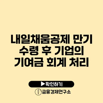 내일채움공제 만기 수령 후 기업의 기여금 회계 처리