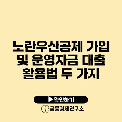 노란우산공제 가입 및 운영자금 대출 활용법 두 가지