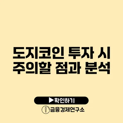 도지코인 투자 시 주의할 점과 분석