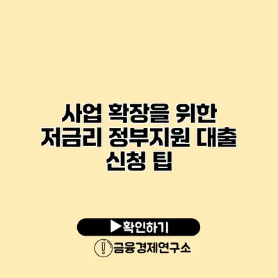 사업 확장을 위한 저금리 정부지원 대출 신청 팁