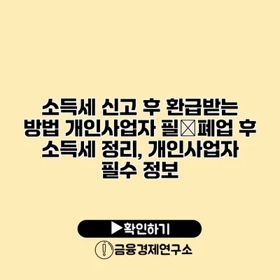 소득세 신고 후 환급받는 방법 개인사업자 필�폐업 후 소득세 정리, 개인사업자 필수 정보