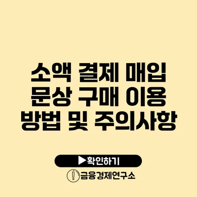 소액 결제 매입 문상 구매 이용 방법 및 주의사항