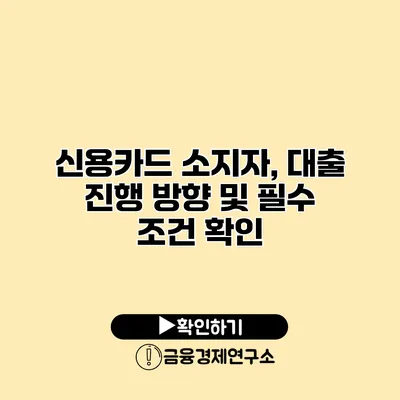 신용카드 소지자, 대출 진행 방향 및 필수 조건 확인