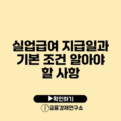 실업급여 지급일과 기본 조건: 알아야 할 사항