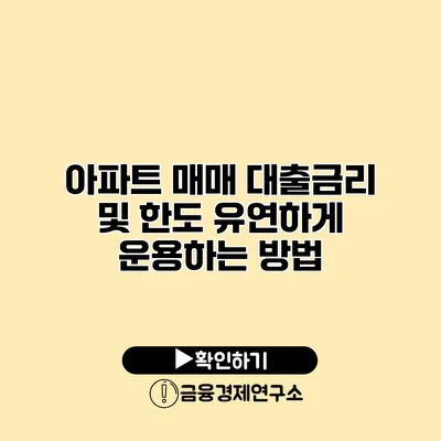 아파트 매매 대출금리 및 한도 유연하게 운용하는 방법