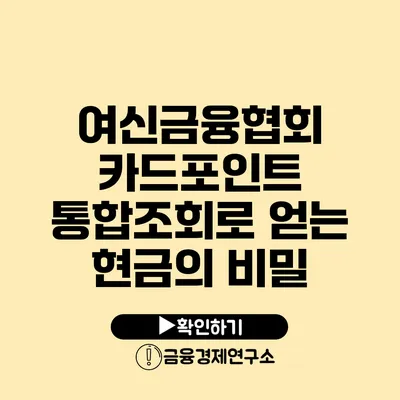 여신금융협회 카드포인트 통합조회로 얻는 현금의 비밀