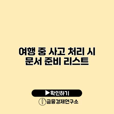 여행 중 사고 처리 시 문서 준비 리스트