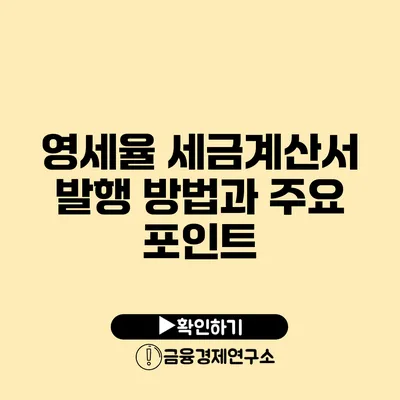 영세율 세금계산서 발행 방법과 주요 포인트