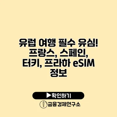 유럽 여행 필수 유심! 프랑스, 스페인, 터키, 프라하 eSIM 정보