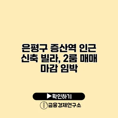 은평구 증산역 인근 신축 빌라, 2룸 매매 마감 임박