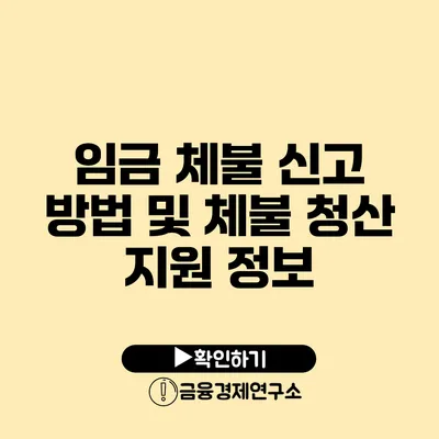 임금 체불 신고 방법 및 체불 청산 지원 정보