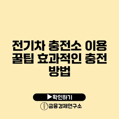 전기차 충전소 이용 꿀팁 효과적인 충전 방법