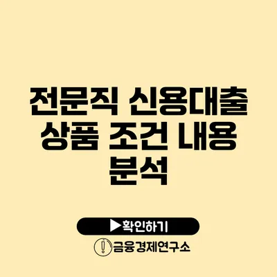 전문직 신용대출 상품 조건 내용 분석