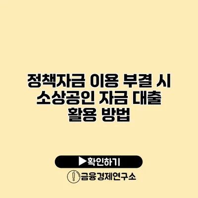 정책자금 이용 부결 시 소상공인 자금 대출 활용 방법