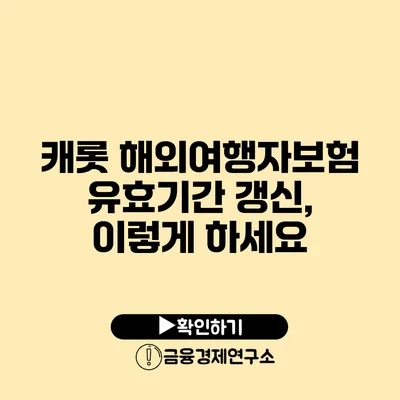 캐롯 해외여행자보험 유효기간 갱신, 이렇게 하세요