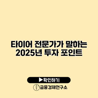 타이어 전문가가 말하는 2025년 투자 포인트