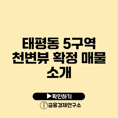 태평동 5구역 천변뷰 확정 매물 소개