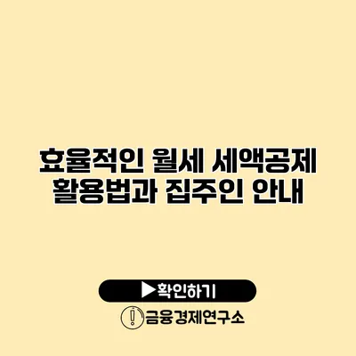 효율적인 월세 세액공제 활용법과 집주인 안내