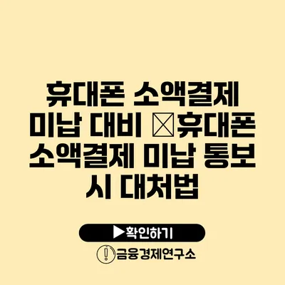 휴대폰 소액결제 미납 대비 �휴대폰 소액결제 미납 통보 시 대처법