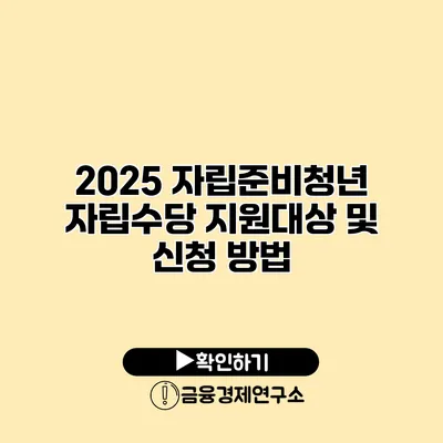 2025 자립준비청년 자립수당 지원대상 및 신청 방법