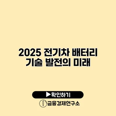 2025 전기차 배터리 기술 발전의 미래