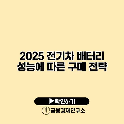 2025 전기차 배터리 성능에 따른 구매 전략