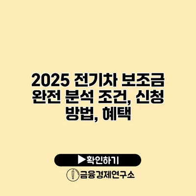 2025 전기차 보조금 완전 분석 조건, 신청 방법, 혜택
