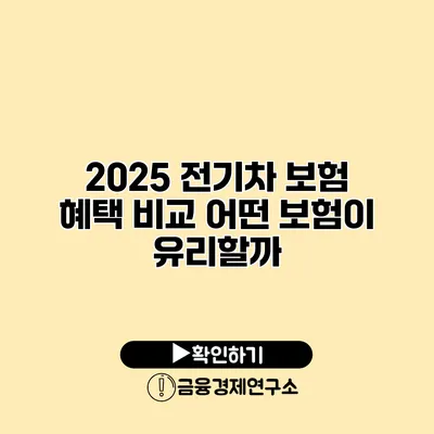 2025 전기차 보험 혜택 비교 어떤 보험이 유리할까?