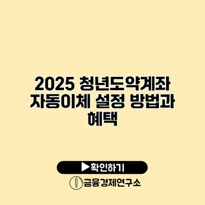 2025 청년도약계좌 자동이체 설정 방법과 혜택