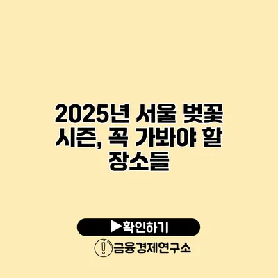 2025년 서울 벚꽃 시즌, 꼭 가봐야 할 장소들
