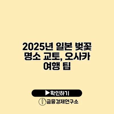2025년 일본 벚꽃 명소 교토, 오사카 여행 팁
