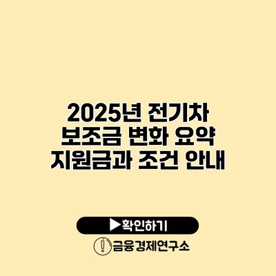 2025년 전기차 보조금 변화 요약 지원금과 조건 안내
