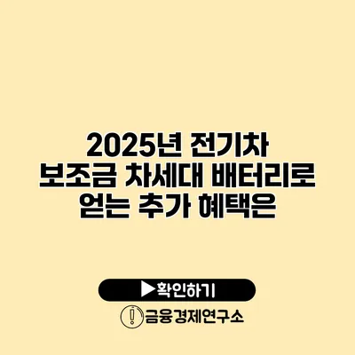 2025년 전기차 보조금 차세대 배터리로 얻는 추가 혜택은?