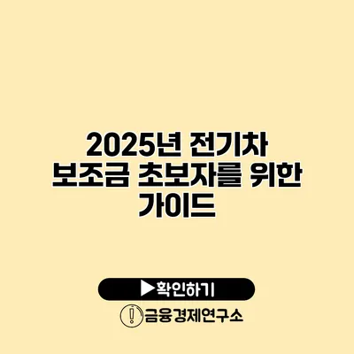 2025년 전기차 보조금 초보자를 위한 가이드