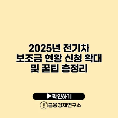 2025년 전기차 보조금 현황 신청 확대 및 꿀팁 총정리