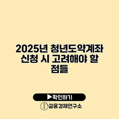 2025년 청년도약계좌 신청 시 고려해야 할 점들