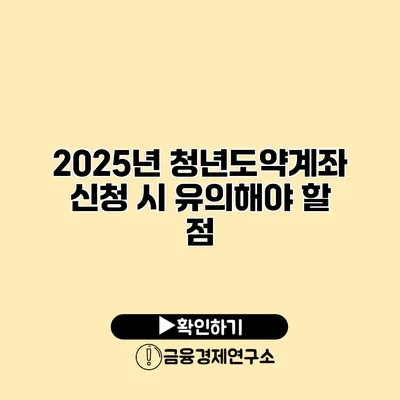 2025년 청년도약계좌 신청 시 유의해야 할 점