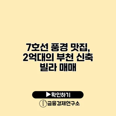 7호선 풍경 맛집, 2억대의 부천 신축 빌라 매매