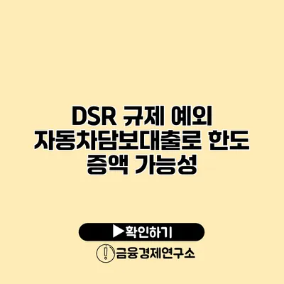 DSR 규제 예외 자동차담보대출로 한도 증액 가능성