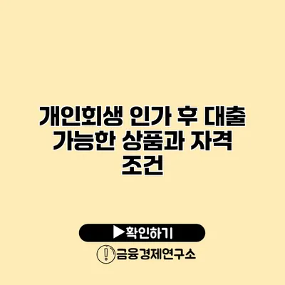 개인회생 인가 후 대출 가능한 상품과 자격 조건