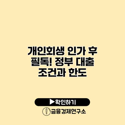 개인회생 인가 후 필독! 정부 대출 조건과 한도