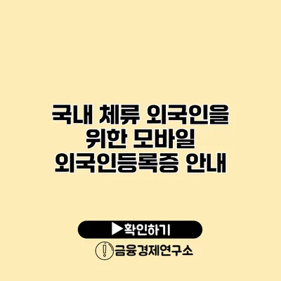 국내 체류 외국인을 위한 모바일 외국인등록증 안내