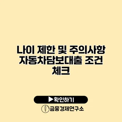 나이 제한 및 주의사항 자동차담보대출 조건 체크