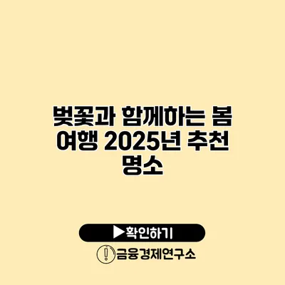 벚꽃과 함께하는 봄 여행 2025년 추천 명소