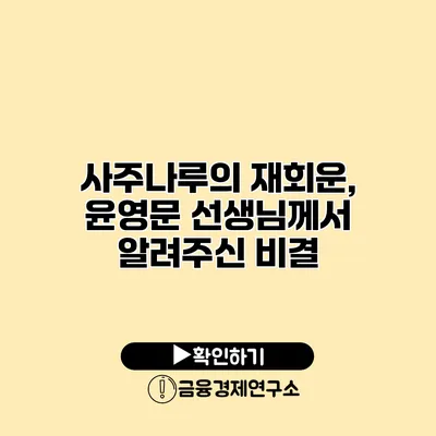 사주나루의 재회운, 윤영문 선생님께서 알려주신 비결